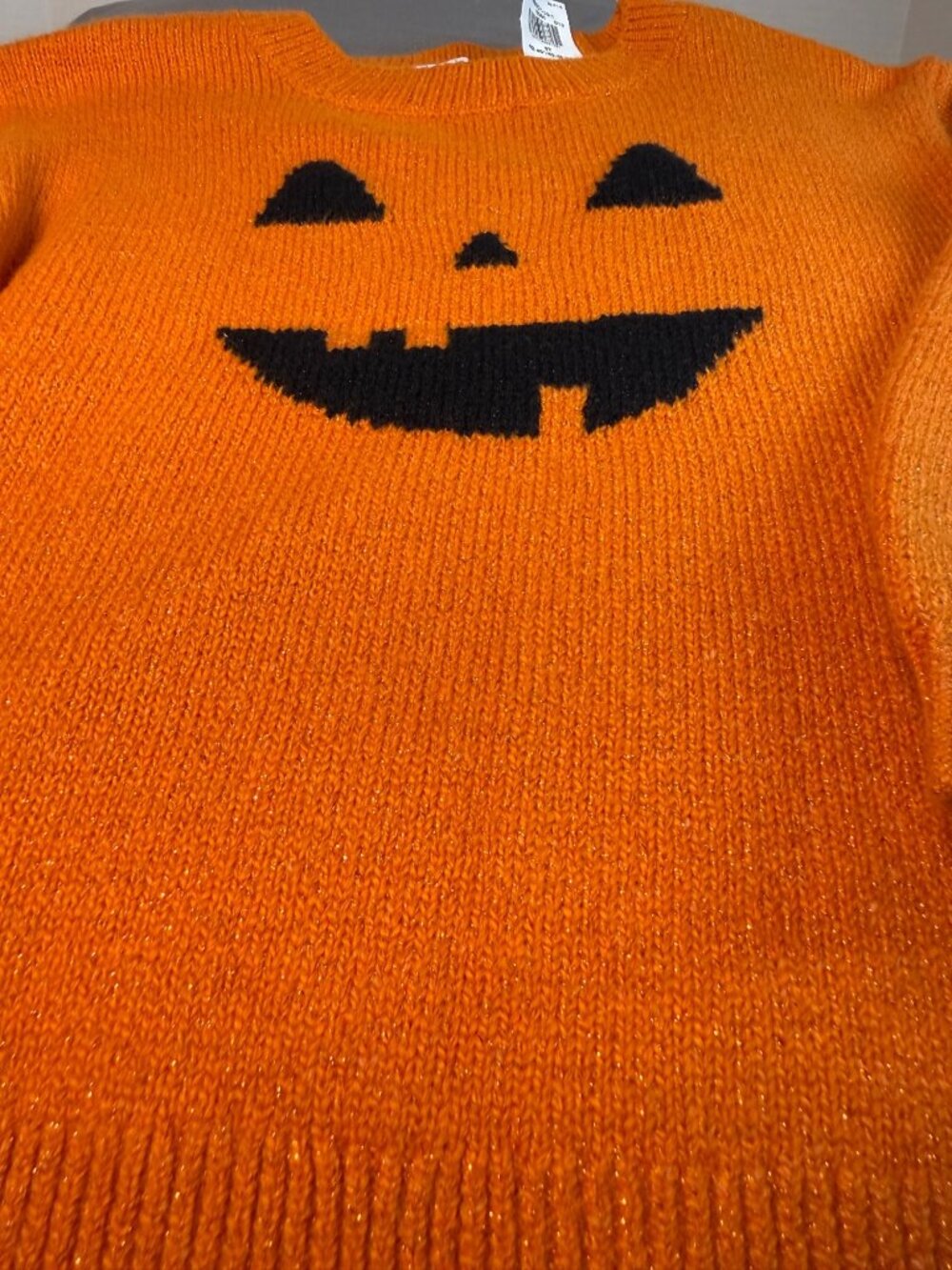 Old Navy girls 5T NWT orange Halloween Pumpkin Jack O'Lantern sweater glitter - Picture 2 of 4